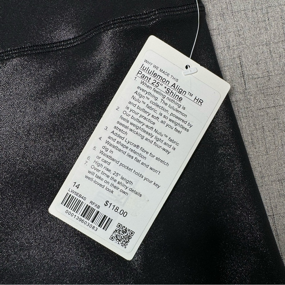 Lululemon Align High Rise Pant Leggings Shine Radiant Foil Black Print 14 NWT - Picture 13 of 13